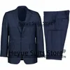 Abiti da uomo Business Navy Blue Ploid Wedding for Uomini Slimt adatta allo smoking da smoking da sposo intagliato 2 pari set da ufficio lavoro maschio blazer costume