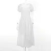 Urban Sexy Dresses Women White Elegant Dress Puff Sleeve Solid Party Dresses Square Collar A-Line Loose Casual Dress for Women 2024 Autuum LH23257S Y240420