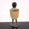 アフリカの置物の小さな男の子の部族の子供像彫刻彫刻作品の装飾家庭花瓶の保管テーブルスタンドスタディルーム飾り240407