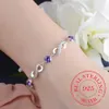 Chain Authentic Silver Color Endless Love Infinity Chain Link Adjustable Women Bracelet Luxury Silver Jewelry Y240420