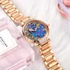 Reef Tiger RT Luxo Rose Gold Watch Dial White Steel Women Women Automatic Mechanical Watches RGA1587 240419