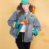 Vestes pour femmes printemps de haute qualité manteau denim vintage brodé de haut décontracté pour femmes