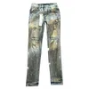 Motocicleta ksubi jeans designer masculino calça calças roxas jeans ksubi high street purple retro pintura mancha slim pés micro jeans jeans hiphop zíper