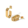 Brincos de argola uhbinyca tripla geométrica J Shape Stainles Stone Gold Bated Chunky Stud para Lady Declaração Jóias inteiras Non FA3182