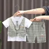 Kledingsets Zomer Babyjongens Kleding Pak Kinderen Casual Plaid T-Shirt Shorts 2pcs/Sets Toddler Costume Infant Outfits Kids trainingspakken