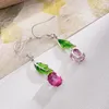 Orecchini penzolanti YBO Green Leaf Coking Arnish Drop Drop Pink Topaz Natural Pingua per donne 925 Gioielli in argento sterling