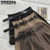 Kvinnors shorts wtempo Spring och Autumn Leisure Solid Customized Shorts for Womens New Korean High midja A-Line Wide Ben Shorts Y240420