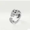 Designer Fashion Carter full diamond leopard ring personality trend classic head live broadcast jewelry