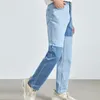 Sonbahar erkek kot pantolon gevşek erkek pantolon basit dikiş tasarım yüksek kaliteli yıkanmış mavi düz bacak pantolon trend S-3XL 240411