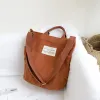 Bags Women Corduroy Shoulder Bag Large Capacity Cloth Handbag Tote Female Crossbody Messenger Bags Ladies Simple Canvas Zipper Purses