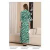 Casual Dresses 2024 Summer Women's Flip Collar Split Style Slim Fit Wrap Long Dress Fragmentered Flower