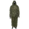 Ställer in Ghillie Suit Hunting Woodland 3D Bionic Leaf Disguise Uniform CS Krypterade kamouflagdräkter