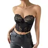 Women's Tanks Camis Xingqing Women Lace Strapless Tube Top Black Off Shoulder Slveless Backless S Thought Slim Fit Ts Sexy Crop Vest Night Out Y240420