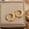 Çember Küpe Mhs.Sun Paslanmaz Çelik Doku için Altın Kaplama Çember Kalın Tıknaz Küpe Düzensiz Kadın Düğün Takı