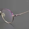 Lunettes de soleil Frames de créateur japonais Niche Retro Metal Metal Purple Gold Round Gernes For