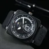 Bell and Ross Top Bell Brand Men Ross Stars automatico Meccanico Orologio in pelle nera Ross Ross 46mm AAA Orologio di grandi dimensioni per orologi 2024 BR35231