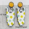 Dangle Earrings Fashionable Skateboard Ghost Wooden Cute Halloween Red Bowl Cut Pendant For Women