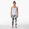 Pantalons actifs Leggings imprimés de vache noir et blanc