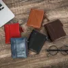 Wallets Genuine Leather Wallet Men Coin Purse Rfid Protected Double Zipper Coin Pocket Wallet Men's Brand Design Vintage Leather Wallets