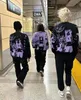 جينز y2k سترة جينز من قطعتين من الرجال نساء كبير الحجم الأنيمي الرسوم البيانية التطريز Pullover harajuku punk streetwear بنطلون 240415