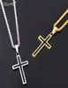 Pendant Necklaces Collare Gold Cross Men 36L Stainless Steel Religious Jesus Crucifix Necklace Women Jewelry P9522939667