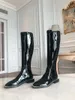 Boots 2024 Long Flat Long Flat Black Black Pointed Toe Stiletto Stiletto High Autumn Winter Fashion أحذية متعددة الاستخدامات