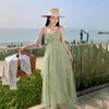 Casual Dresses Women Tulle Slip Party Long Dress Elegant Summer Sleeveless V Neck Backless Irregular Fashion Ladies Ball Gown