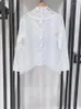 Женские блузки Женские цветочные вышивка Hollow Out Белая блузка Лето 2024 Стенд воротнич