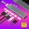 Hubs USB 3.1 Typec Hub to HDMI Adapter 4K Thunderbolt 3 USB C Hub avec Hub 3.0 TF SD Reader Slot PD pour MacBook Pro / Air 2018 2020