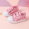 Fashion Kids Baby Shoes Filles rose rose mignon dessin animé toile enfants baskets respirantes SoftSoled non fossé décontracté 240416