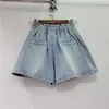 Kvinnors shorts handgjorda pärlor inlagda stora färgglada kristaller Hög midja bredbens denim shorts kvinnlig 2023 sommar ny byte shorts kvinnor y240420