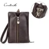 Portefeuilles Contact en cuir authentique portefeuille Multifinection Carte Multifinection Carte Purse Pursepreeper Small Keychain Unisexe Keys Sac avec sangle