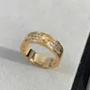 Designer Mode High -Version Gold Dicke plattiert 18k Mijin Weit schmaler Full Sky Star -Ring mit zwei Reihen und drei von Diamanten modischen personalisierten Diamanten