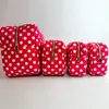 Travel Cosmetics Storage Bag Nylon Red and White Dots Toiletry Pouch Organizer Birthday Party Wedding Bride Gift 240419