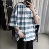 T-shirts voor heren mannen en vrouwen Summer Strt gestreept T-shirt met zachte stof college-stijl kortglede T-shirt oversized heren T-shirt Y240420