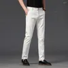 Pantalon masculin Spring Business Straitement rayé décontracté de haute qualité British Fashion Soft Elastic Pantums noir blanc kaki gris