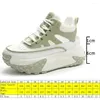 Casual Shoes Krasovki 7cm Air Mesh äkta läderplattform kil mode kvinnor sommar vulkanisera andningsbar chunky sneaker ihålig dam