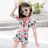 Girl One Piece Suit Children Sunscreen Swimsuit Kid Cute Cartoon Swimwear Toddler Infant Beachwear Bathing 240415