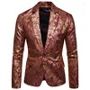 Herrar kostymer gyllene blommor blazers affärsansvarig bröllopsklänning guld blazer rockar jackor toppar