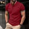 Cross-border fashion men button T-shirt Henry collar comfortable sports leisure multi-color European and American trend men