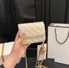 13CM Mini Gold Ball Flap Waist Bag Square Classic Quilted Plaid Chain Shoulder bag Strap Gold Metal Hardware Crossbody Designer Luxury Ladies Handbag