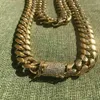 Cadeia masculina de link cubano de Miami 18K Batilhas de ouro em aço inoxidável 14mm Diamond Clop288r