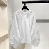 Kadın Hoodies Düz Renk Kapşonlu Kadınlar Şık Gevşek Güzbeli Ceketler Modaya Düzenli Katlar İlkbahar Sonbahar İçin Drawstring