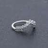 Cluster anneaux 925 Sterling Silver Pan Ring Pincess Wishbone avec Crystal for Women Wedding Party Gift Europe Bijoux de mode