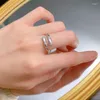 Cluster Rings S925 Серебряное кольцо света роскошной ретро -винтажный антикварная змея весна с бриллиантами и маленьким и