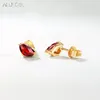 Boucles d'oreilles AllNoel solide 14K Or jaune pour femmes Citrine Red Garnet Anniversaire Cadeaux