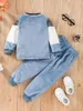 Clothing Sets Baby Boy Winter Clothes Set Warm Fleece Color Block Pullover Sweatshirt And Pants - Adorable 2-Piece Toddler Fall Outfit