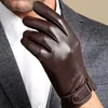 Cycling Gloves Genuine Sheepskin Leather For Men Winter Warm Touchscreen Texting Cashmere Lined Driving Motorcycle