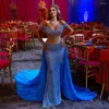 Partykleider Fashion Farkly Mermaid Evening Kleid sexy blaue Sonnener Beads Tunika Prom Diamonds Sweep Zug Spezielle Anlässe Kleider