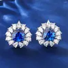 Boucles d'oreilles Wong Rain 925 Sterling Silver Triangle Sapphire Gemstone Sparkling Fine Studs For Women Anniversary Gifts Bijoux